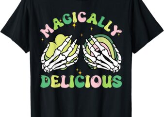 Magically Delicious Patricks Day Skeleton Hands Lucky Charms T-Shirt