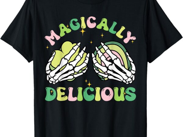 Magically delicious patricks day skeleton hands lucky charms t-shirt