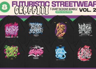 Futuristic Streetwear Graffiti T-shirt Designs Bundle Vol. 2