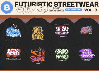 Futuristic Streetwear Graffiti T-shirt Designs Bundle Vol. 3