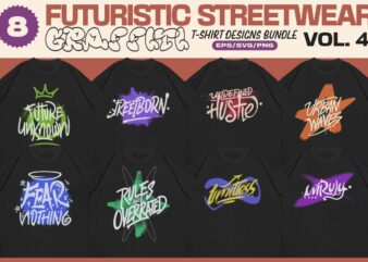 Futuristic Streetwear Graffiti T-shirt Designs Bundle Vol. 4