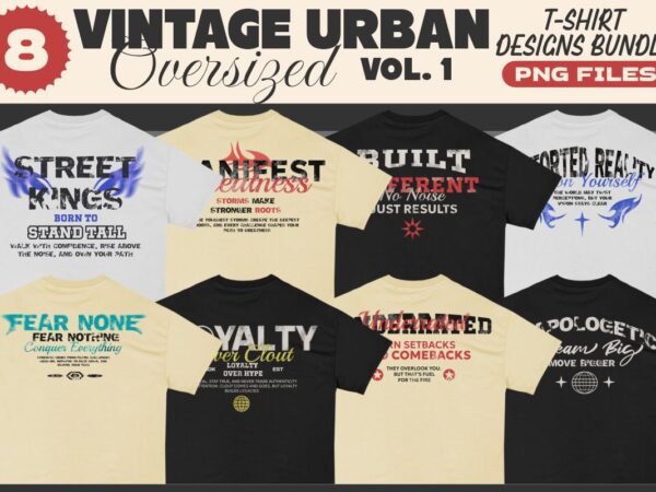 Vintage urban oversize t-shirt designs bundle vol. 1