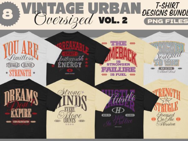 Vintage urban oversize t-shirt designs bundle vol. 2