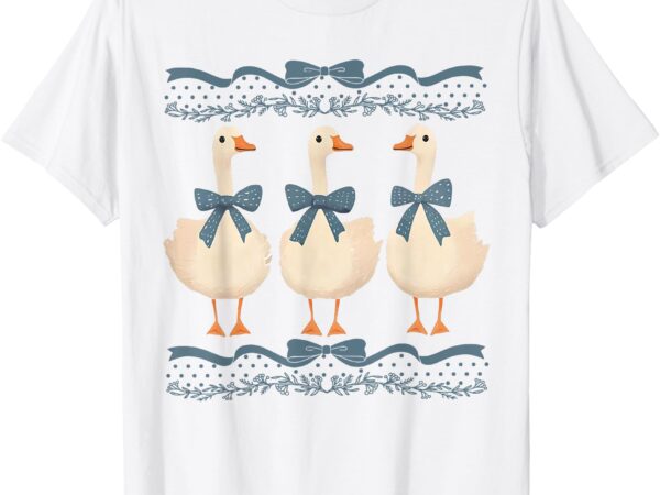 Mama goose with baby geese vintage blue ribbon goose lover t-shirt