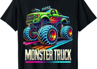 Monster Truck Birthday Party Retro Vintage Monster Trucks T-Shirt