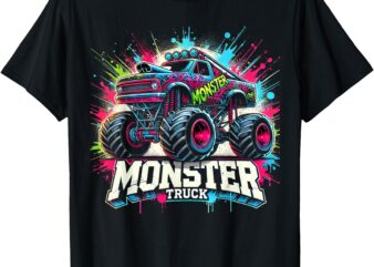 Monster Truck Retro Colorful Graffiti Toddlers Youth Adults T-Shirt