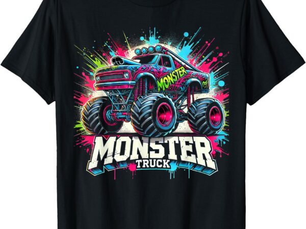 Monster truck retro colorful graffiti toddlers youth adults t-shirt