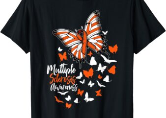 Multiple Sclerosis Awareness Butterfly Orange Ribbon MS T-Shirt