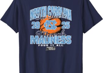 North Carolina Tar Heels March Madness 2025 W Bball Retro T-Shirt