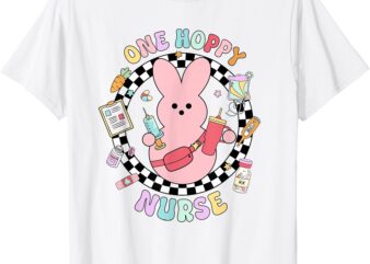 One Hoppy Nurse Retro Nurse Bunny Nurse Easter T-Shirt