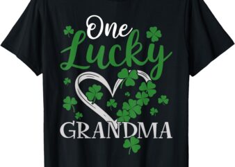 One Lucky Grandma Irish Green Heart Shamrock St Patricks Day T-Shirt