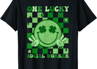 One Lucky Social Worker Groovy St Patricks Day Social Worker T-Shirt