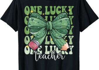 One Lucky Teacher Coquette Bow st patricks day teacher T-Shirt