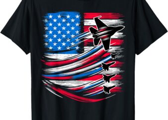 Patriotic American USA Flag Fighter Jets 4th of July T-Shirt