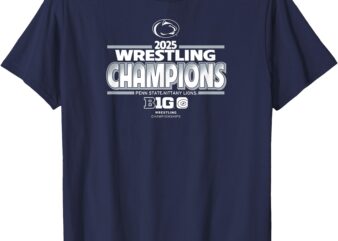 Penn State Nittany Lions Wrestling Big Ten Champs 2025 Navy T-Shirt