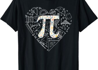 Pi Day Retro Floral Pi Teacher Math Mathematics Happy Pi Day T-Shirt