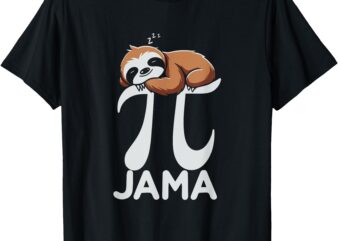 Pi Jama Sloth Pajama PJ 3.14 Pi Number Symbol Math Sloth T-Shirt