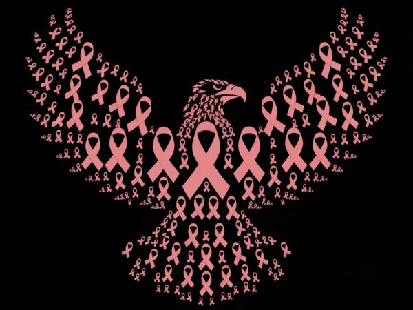 Pink ribbon eagle graphic – breast cancer awareness eagle