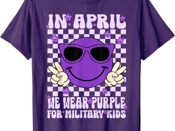 Purple up for military kids smile face military child month t-shirt