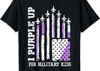 Purple Up for Military Kid U.S Flag Military Child Month T-Shirt