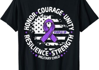 Purple Up for Military Kid Us Flag Cool Military Child Month T-Shirt