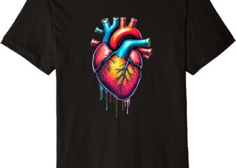 _Rainbow Heart_ Fun Gay Pride Vintage Graffiti Style Premium T-Shirt