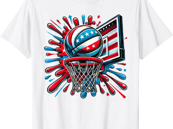 Red white blue basketball color splash usa flag basketball t-shirt