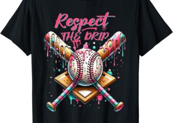 Respect The Drip Baseball Home Plate Ice Cream Dripping T-Shirt