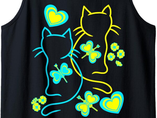 Retro 80s summer cats heart flowers cat kitten children tank top t shirt design online