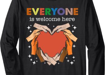 Retro Everyone Is Welcome Here Diversity Inclusion Equality Long Sleeve T-Shirt