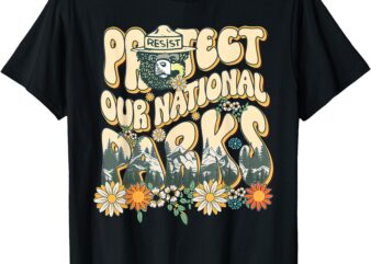 Retro Groovy Protect Our National Parks Bear Funny T-Shirt