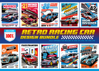 Retro Racing Car Design Bundle