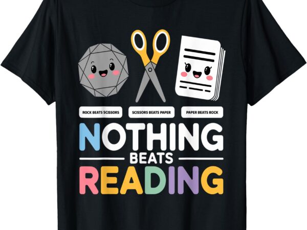 Rock paper scissors nothing beats reading funny costume t-shirt