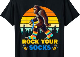 Rock Your Sock World Down Syndrome Retro Bigfoot 321 Walk T-Shirt