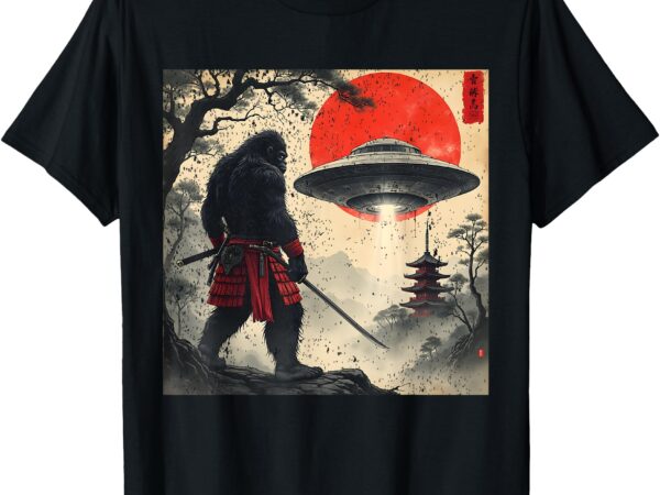 Samurai bigfoot japanese ufo vintage graphic ukiyo-e art t-shirt