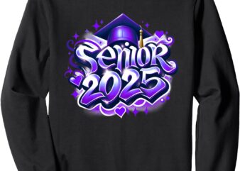 Senior 2025 Graffiti Purple Graduation Class of 2025 Sweatshirt