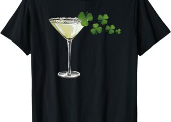 Shamrock Wine Glass, St Patricks Paddys Day Irish Martini T-Shirt