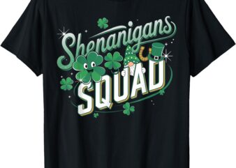 Shenanigans Squad St Patricks Day Irish Shamrock Matching T-Shirt