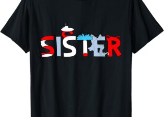 Sister Birthday Boy Doctor Teacher Cat In Hat Cool Funny T-Shirt