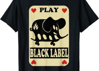 Skater Play Funny Black Labels Elephant Skateboards Tarots T-Shirt