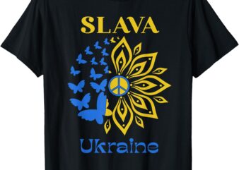 Slava Ukraini Sunflower Ukraine Sunflower Ukrainian Flag T-Shirt