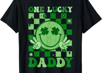 St Patricks Day Family Matching Groovy One Lucky Daddy T-Shirt