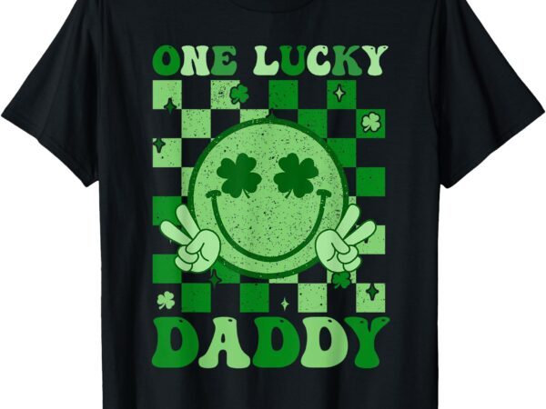 St patricks day family matching groovy one lucky daddy t-shirt