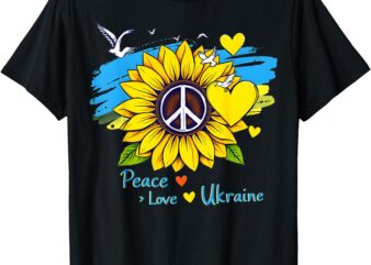 Sunflower Ukraine Flag Map Peace Love Ukraine Ukrainian T-Shirt