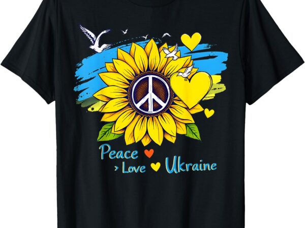 Sunflower ukraine flag map peace love ukraine ukrainian t-shirt