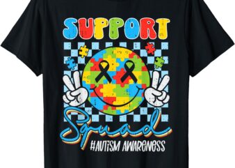 Support Squad Autism Awareness Smile Face Boys Girls Kids T-Shirt