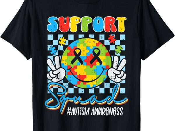 Support squad autism awareness smile face boys girls kids t-shirt