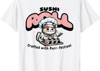 Sushi Cat Pink, Sushi Roll, Japanese Food, Preppy Cat Design T-Shirt