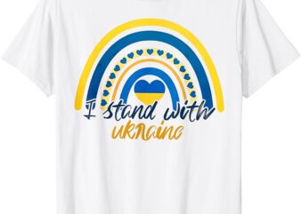 I Stand With Ukraine Support Ukraine Rainbow Heart T-Shirt