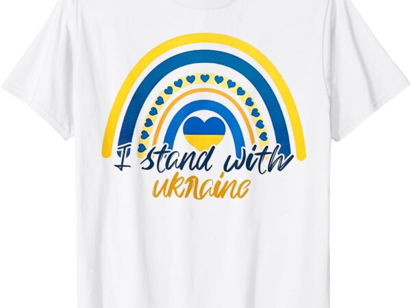 I stand with ukraine support ukraine rainbow heart t-shirt